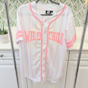 Wild Child Lisa Simpson Women's Baseball Jersey Large Pink / White